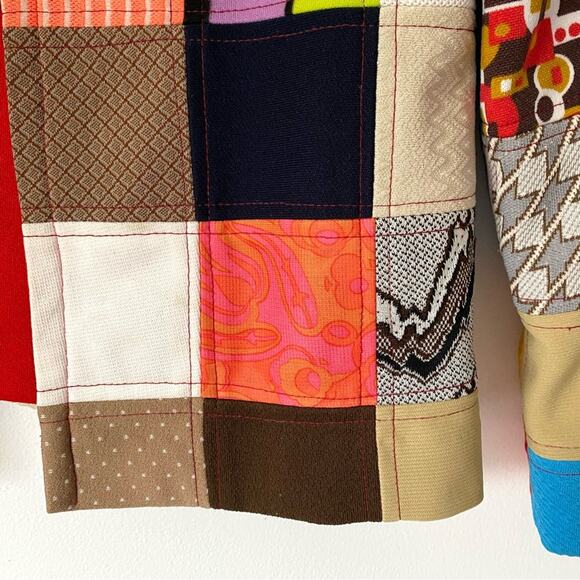 Vintage 70s Handmade Groovy Polyester Patchwork Blazer Jacket Petite XS size 0 - Picture 10 of 10